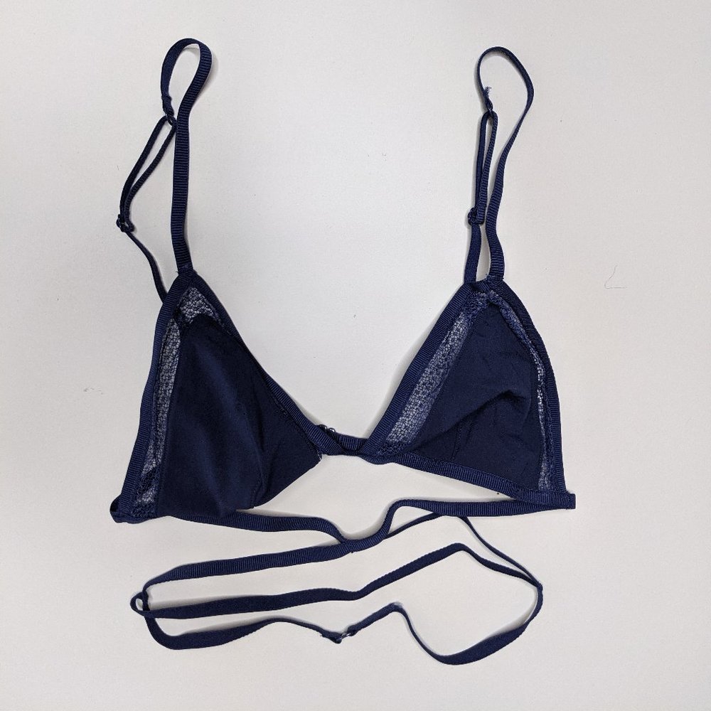Royal Blue Strappy Lace Edge Detail Bralette (XS) VS